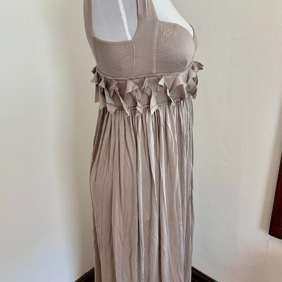 Rina Dhaka Indian Volubilis Maxi Boho Anthropologie Sequin Beaded Soft Gray dres - Picture 11 of 16